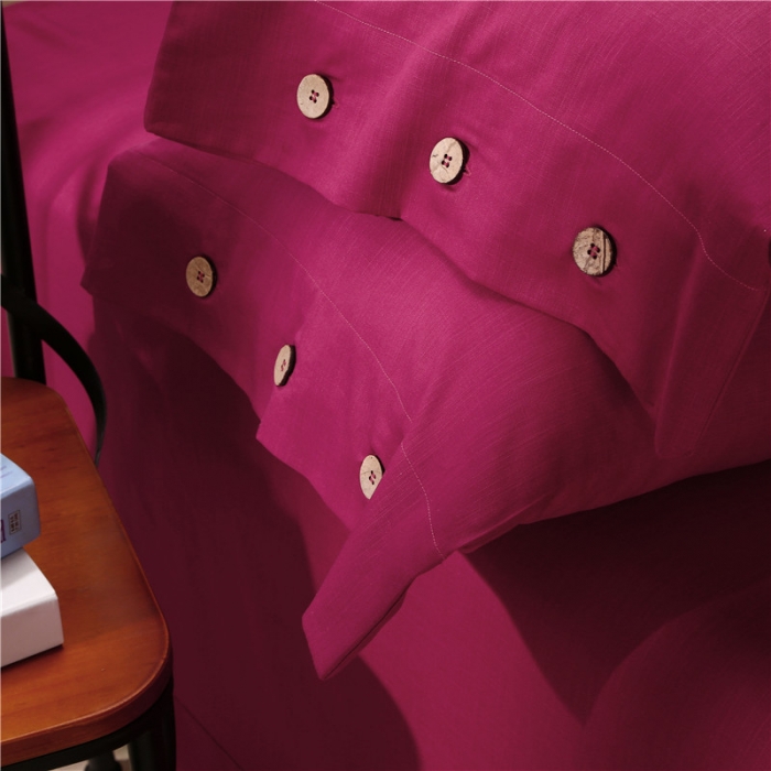 91家纺网 家纺一手货源 找家纺 欧冠家纺天丝棉麻四件套床上用品套件酒红色