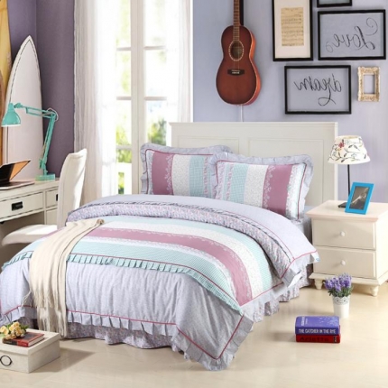 91家纺网 家纺一手货源 找家纺 （总）金丝鸟家纺 全棉韩版斜纹12868花边四件套