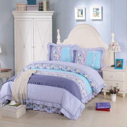 91家纺网 家纺一手货源 找家纺 （总）金丝鸟家纺 全棉韩版斜纹12868花边四件套