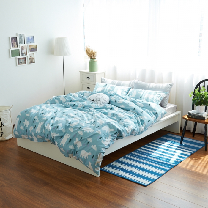 91家纺网 家纺一手货源 找家纺 梦家居 全棉韩国简约风格系列四件套小熊宝贝2