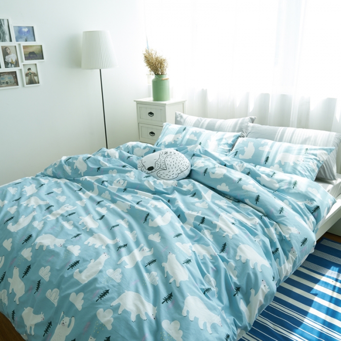 91家纺网 家纺一手货源 找家纺 梦家居 全棉韩国简约风格系列四件套小熊宝贝2