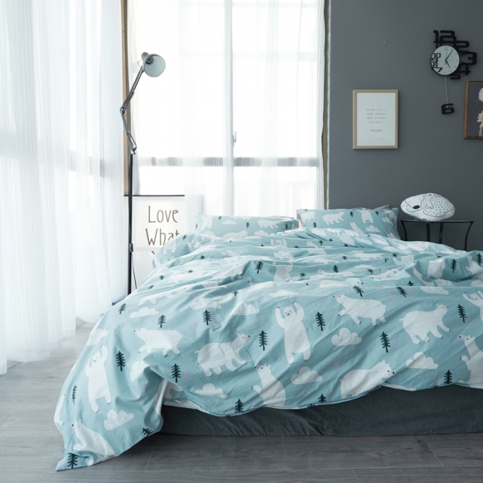 91家纺网 家纺一手货源 找家纺 梦家居 全棉韩国简约风格系列四件套小熊宝贝2