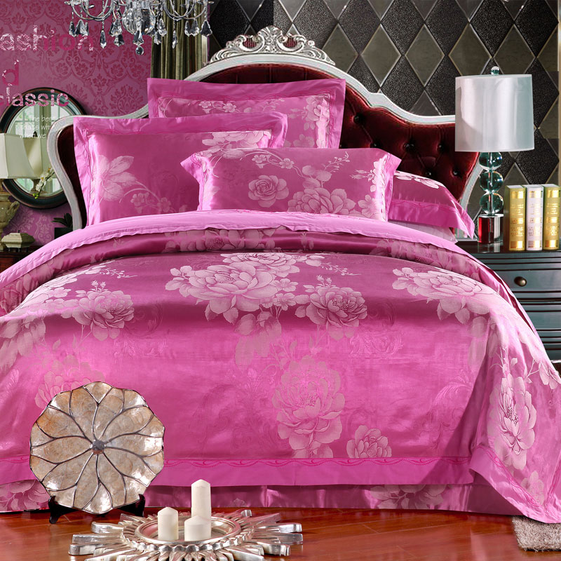 贡缎提花绣花四件套