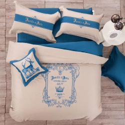 晴轩家纺 2015简欧绣花系列全棉四件套 森林之约