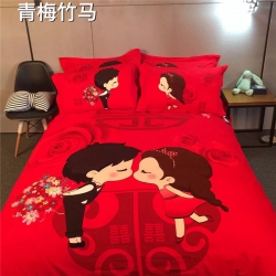 凯歌家纺 婚庆磨毛四件套床单款青梅竹马