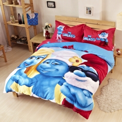 (总)凯歌家纺 活性卡通四件套蓝精灵系列床笠款
