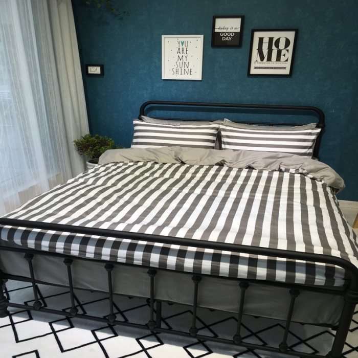 91家纺网 家纺一手货源 找家纺 漫调家纺 全棉北欧风四件套床单款绅士