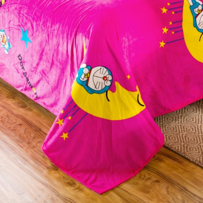 91家纺网 家纺一手货源 找家纺 漫调家纺 温暖舒适水晶绒四件套多啦A梦