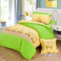 兴莉家纺 全棉加厚绣花四件套快乐一家