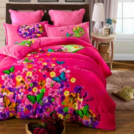 91家纺网 家纺一手货源 找家纺 漫调家纺 温暖舒适水晶绒四件套锦香园