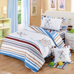 兴莉家纺 全棉加厚绣花四件套沐浴狗