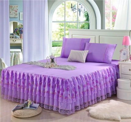 91家纺网 家纺一手货源 找家纺 情恒家纺 新款 蕾丝床裙 富贵牡丹