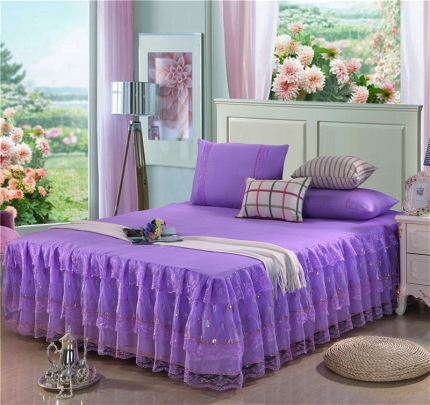 91家纺网 家纺一手货源 找家纺 情恒家纺 新款 蕾丝床裙 流光溢彩