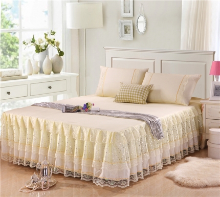 91家纺网 家纺一手货源 找家纺 情恒家纺  新款 蕾丝床裙 时尚波点