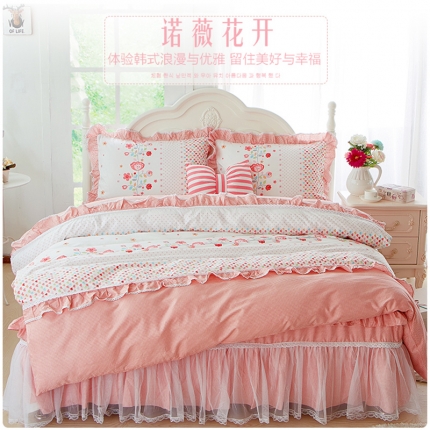 91家纺网 家纺一手货源 找家纺 菊上新品韩版全棉加厚加棉田园公主风床裙款四件套（总13款）