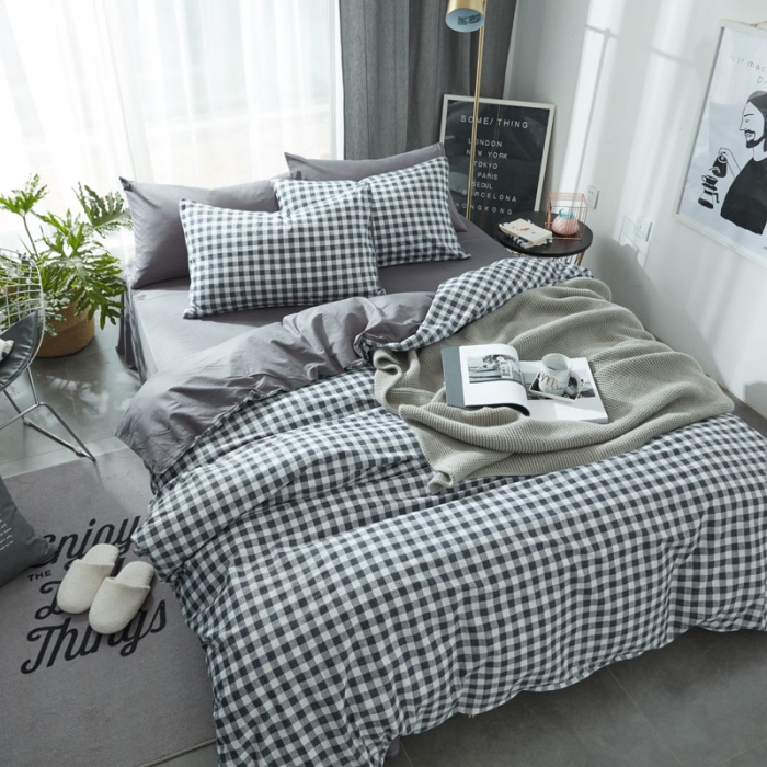 91家纺网 家纺一手货源 找家纺 梦家居 全棉韩国简约风格系列四件套宜家床上用品