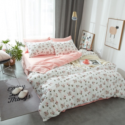 梦家居韩国简约纯棉四件套全棉宜家床上用品四件套