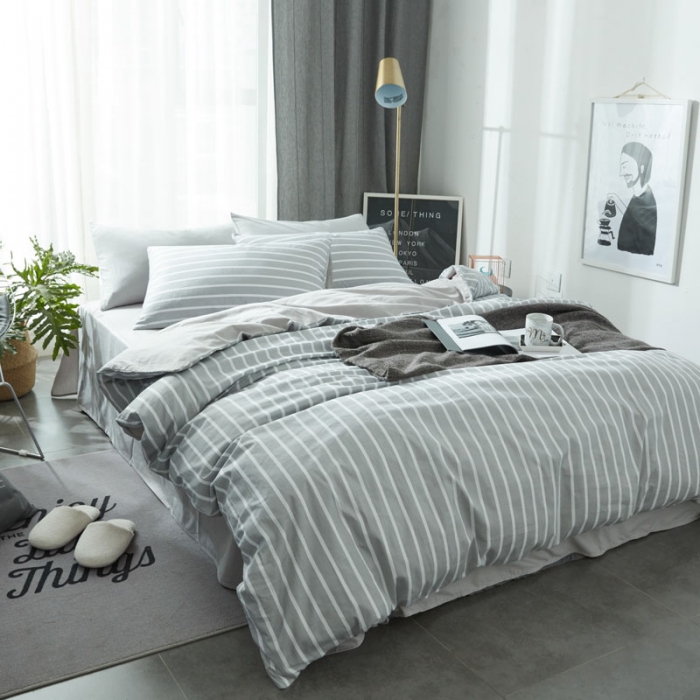 91家纺网 家纺一手货源 找家纺 梦家居 全棉韩国简约风格系列四件套宜家床上用品