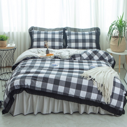 91家纺网 家纺一手货源 找家纺 优质全棉13376欧美小香风床裙款四件套