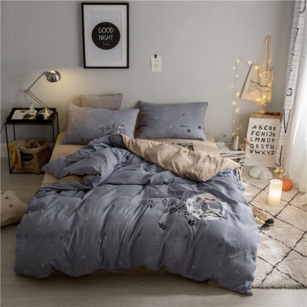 91家纺网 家纺一手货源 找家纺 慕梵大版定位 水洗暖绒+法莱绒四件套多规格尺寸床单款法兰绒