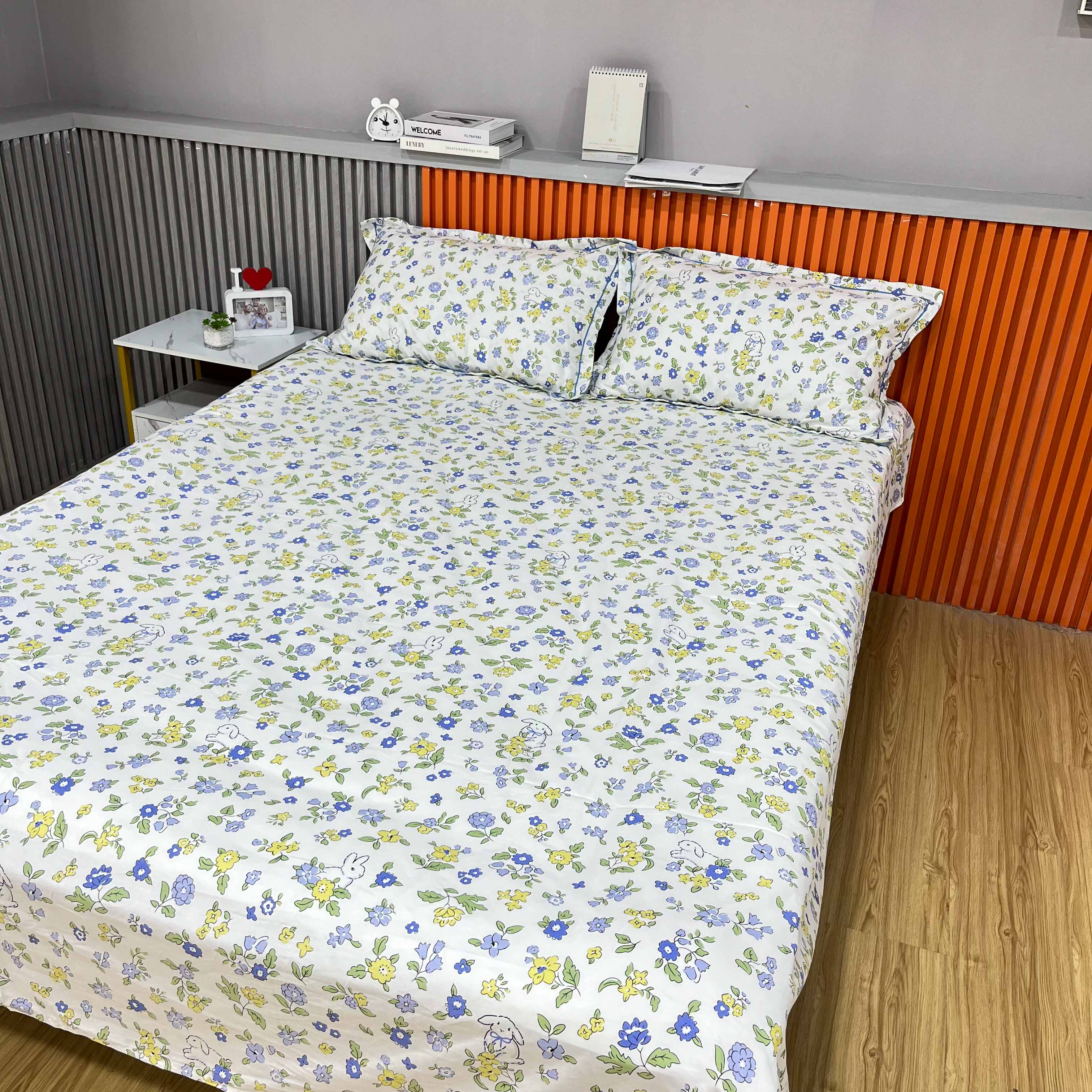 91家纺网 家纺一手货源 找家纺 眠博士2022新款全棉13372时尚印花夏被四件套 恬静花语