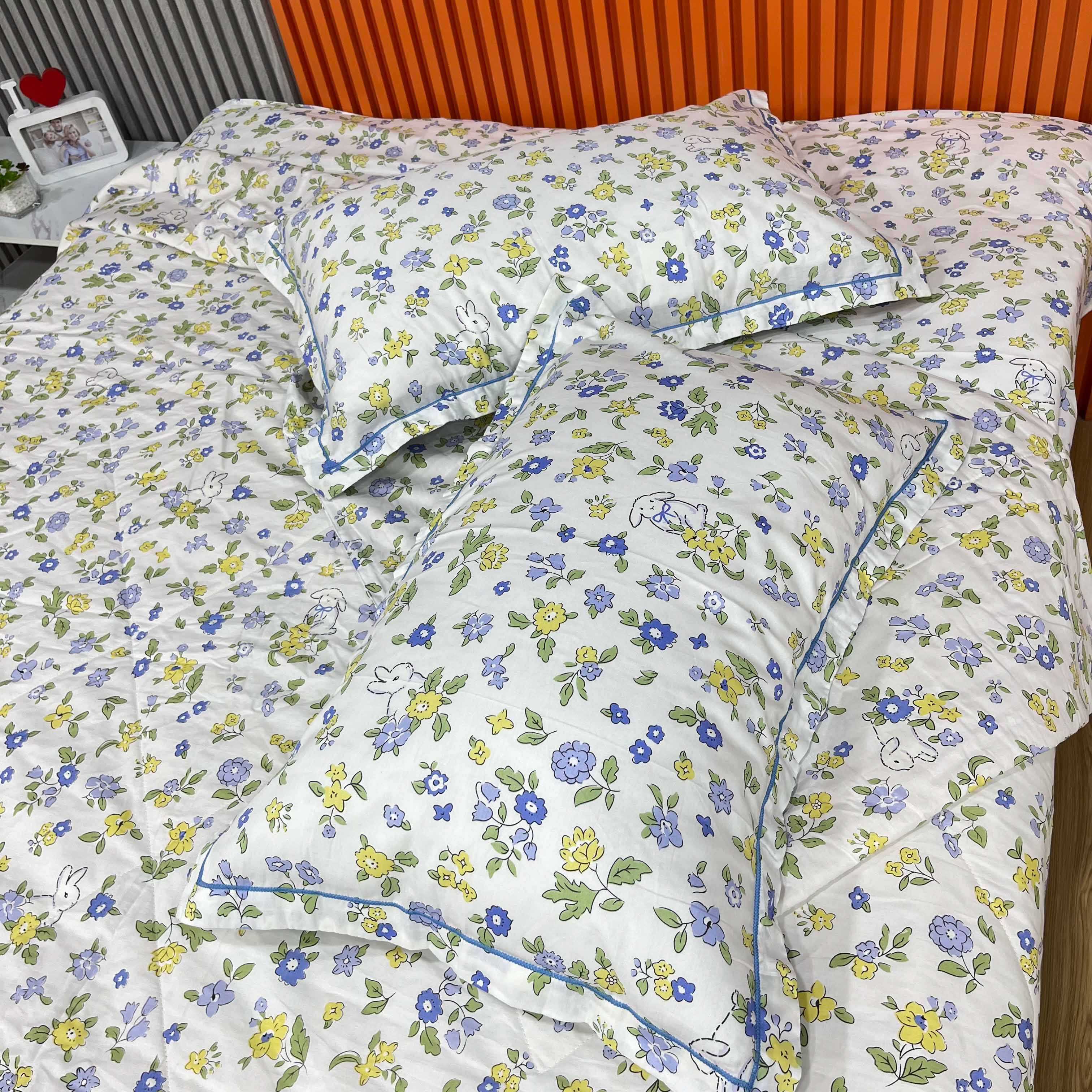 91家纺网 家纺一手货源 找家纺 眠博士2022新款全棉13372时尚印花夏被四件套 恬静花语