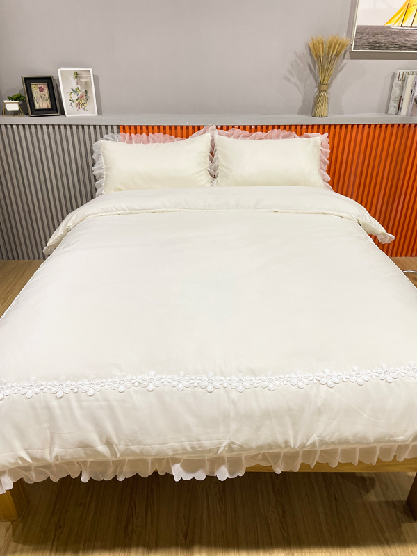 91家纺网 家纺一手货源 找家纺 狂想家 2025新款曲奇水洗真丝系列四件套 曲奇奶油白