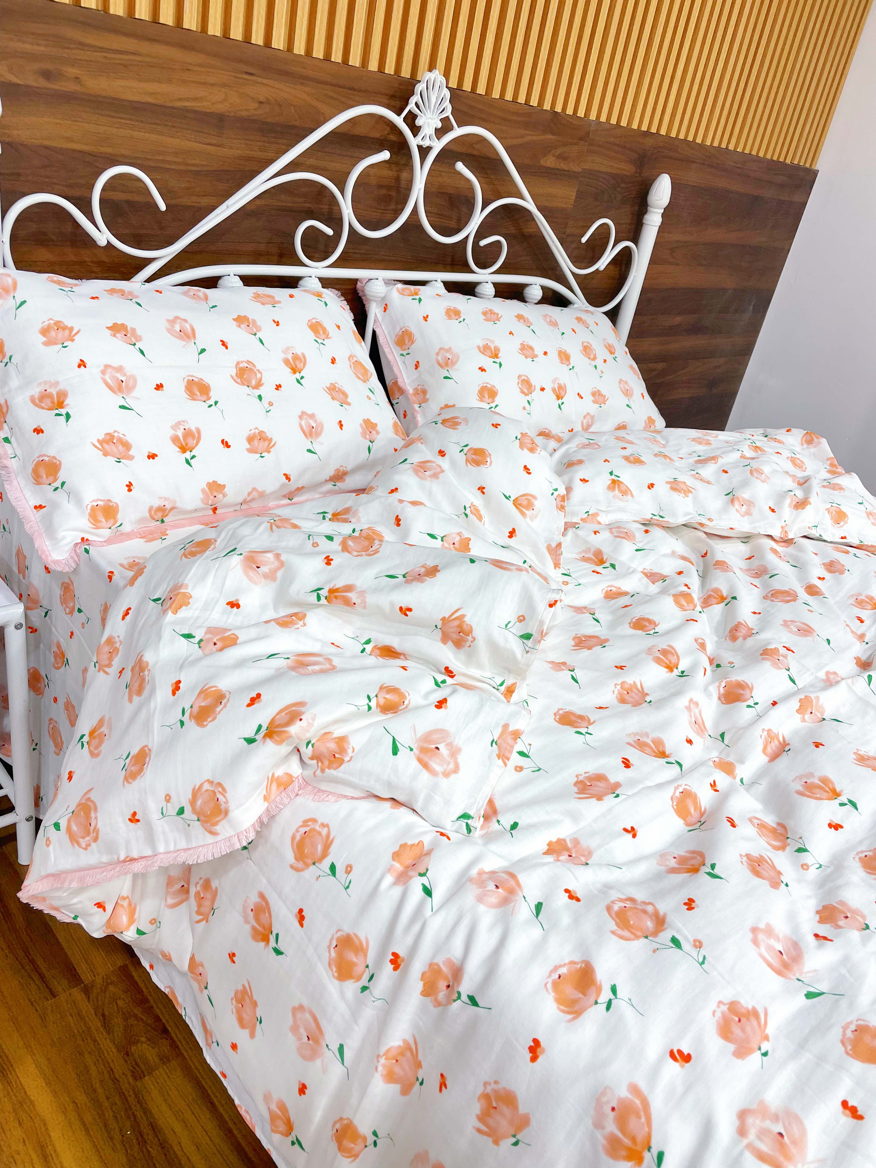 91家纺网 家纺一手货源 找家纺 （总）淑女公社家纺 2022新款双层纱流苏花边款四件套