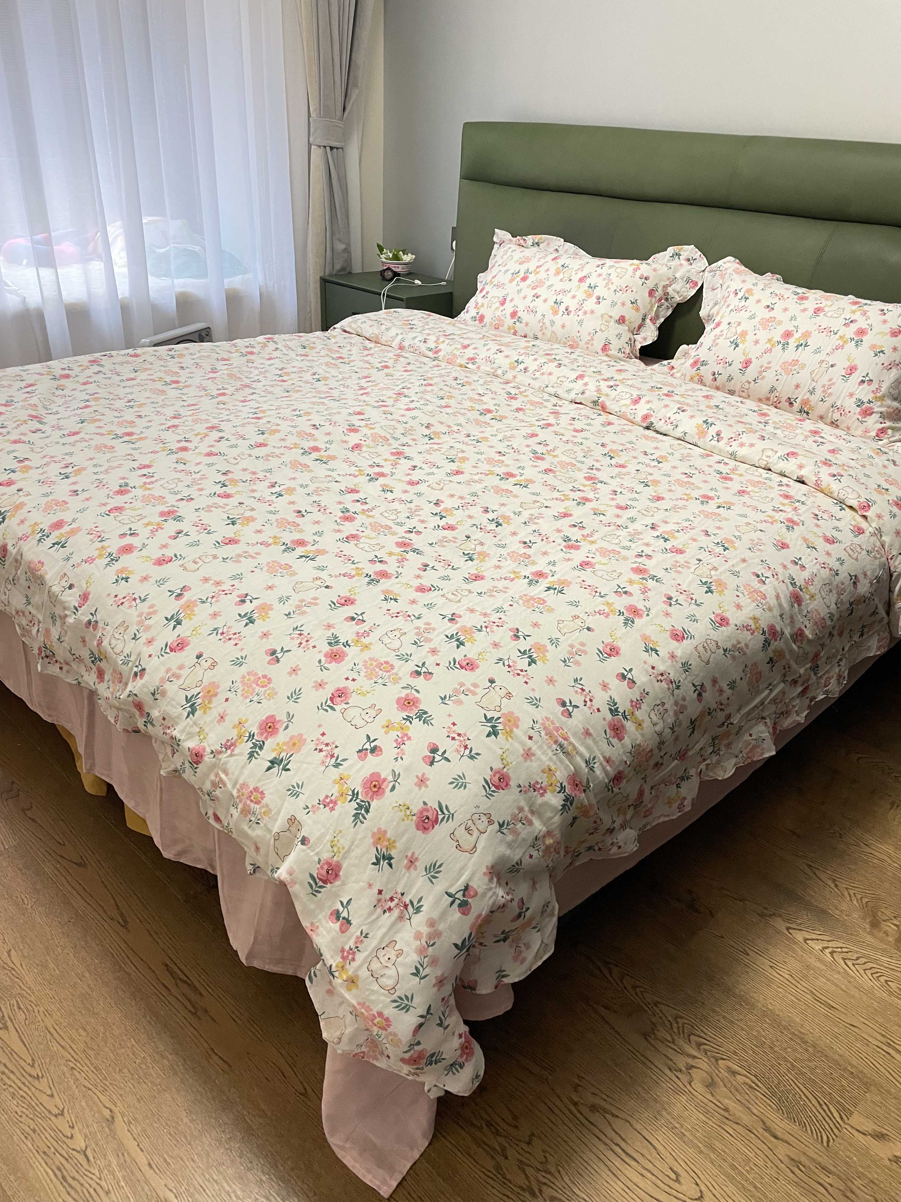 91家纺网 家纺一手货源 找家纺 总 淑女公社 2022春夏新款 双层纱四件套花边款