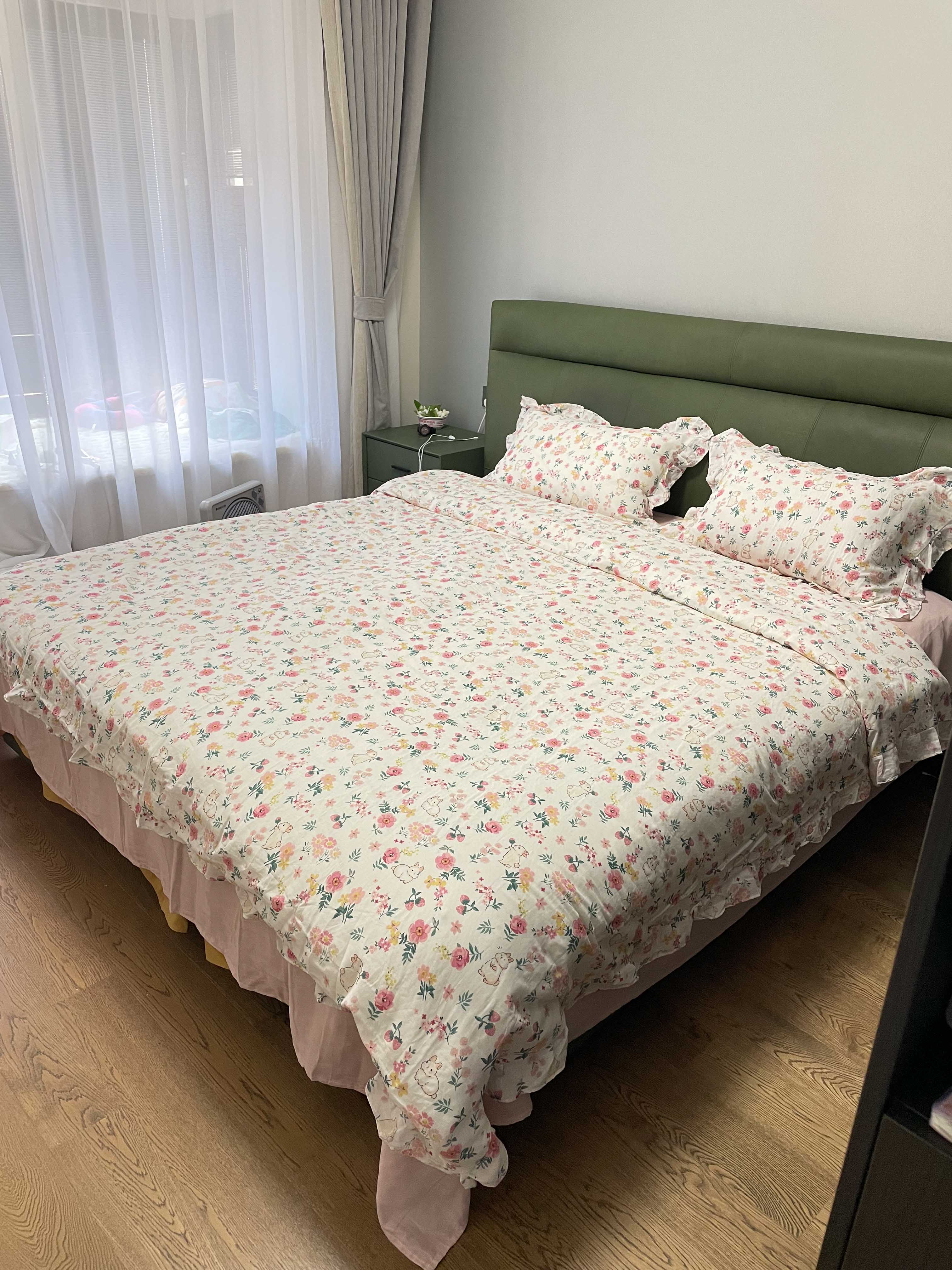 91家纺网 家纺一手货源 找家纺 总 淑女公社 2022春夏新款 双层纱四件套花边款