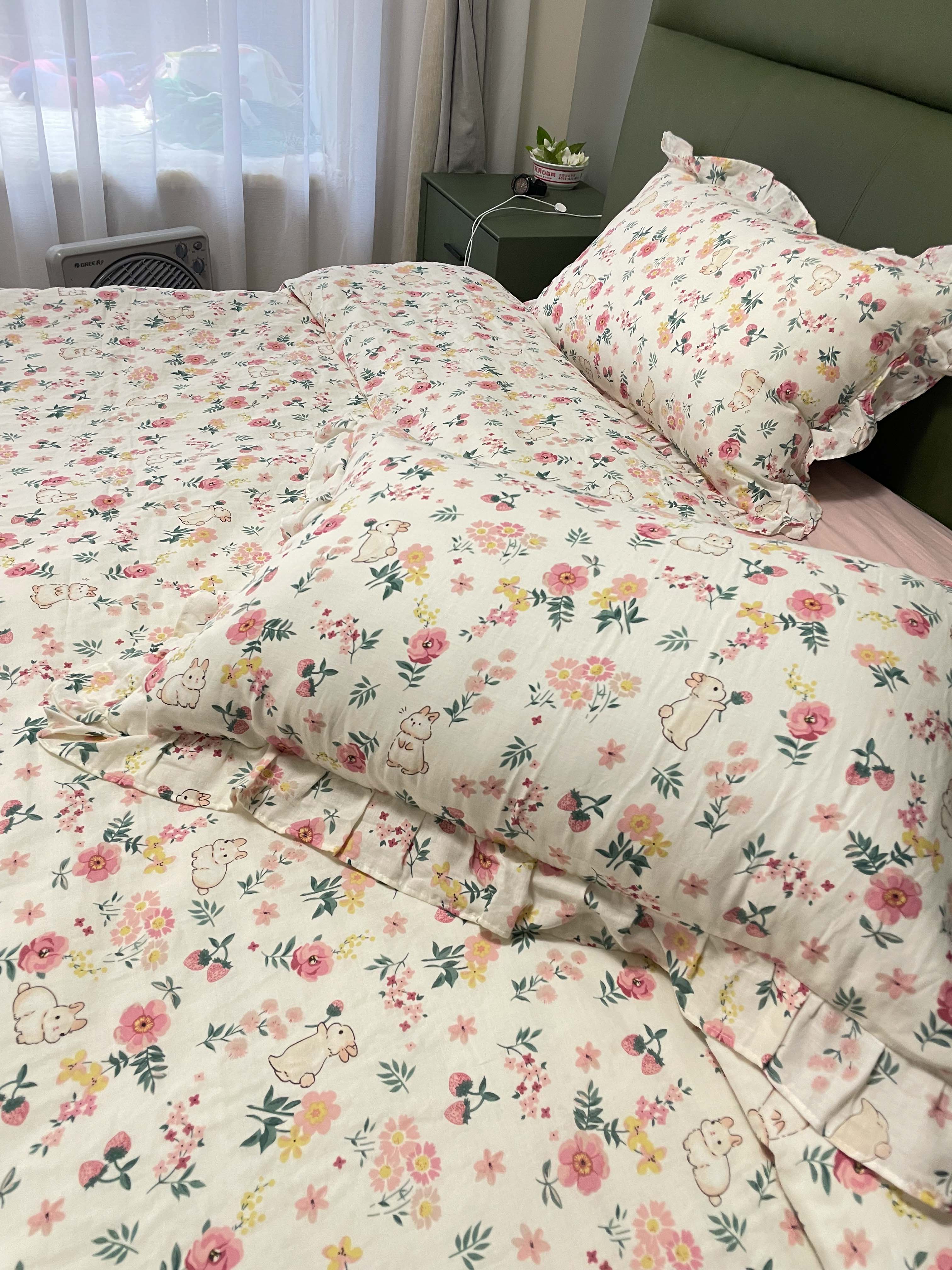 91家纺网 家纺一手货源 找家纺 总 淑女公社 2022春夏新款 双层纱四件套花边款