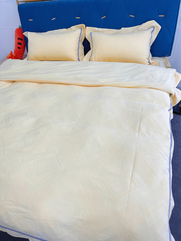 91家纺网 家纺一手货源 找家纺 艾莱2022新款华夫格全棉水洗棉四件套-卡诺凡卡诺凡-柠檬黄