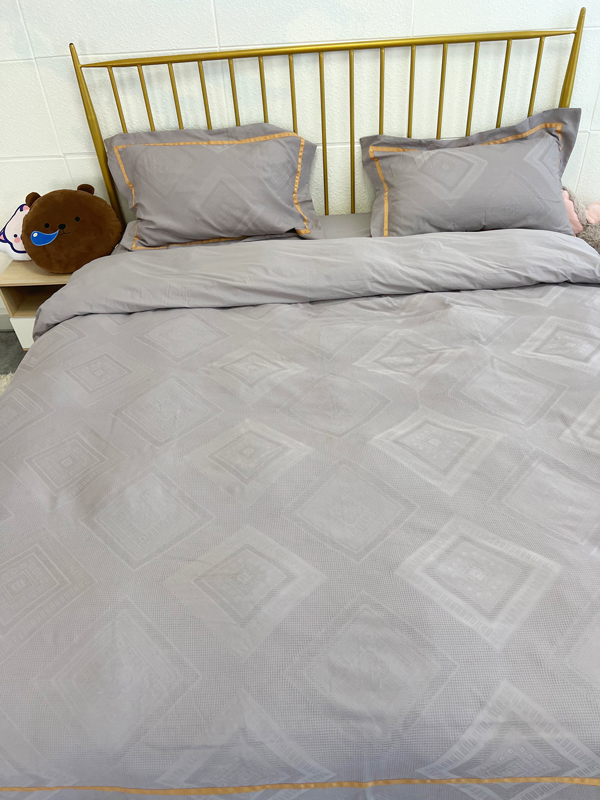 91家纺网 家纺一手货源 找家纺 艾莱2022新款华夫格全棉水洗棉四件套-卡诺凡卡诺凡-雅典灰