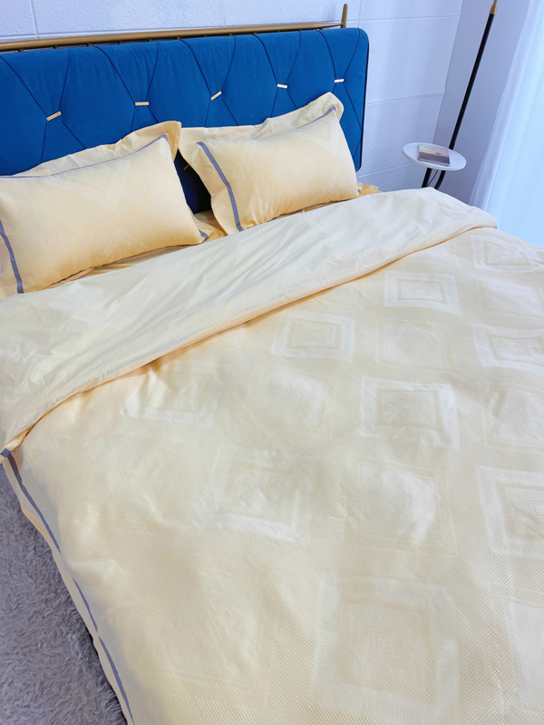 91家纺网 家纺一手货源 找家纺 艾莱2022新款华夫格全棉水洗棉四件套-卡诺凡卡诺凡-柠檬黄