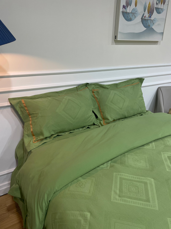 91家纺网 家纺一手货源 找家纺 艾莱2022新华夫格全棉水洗棉四件套-卡诺凡卡诺凡-牛油果绿