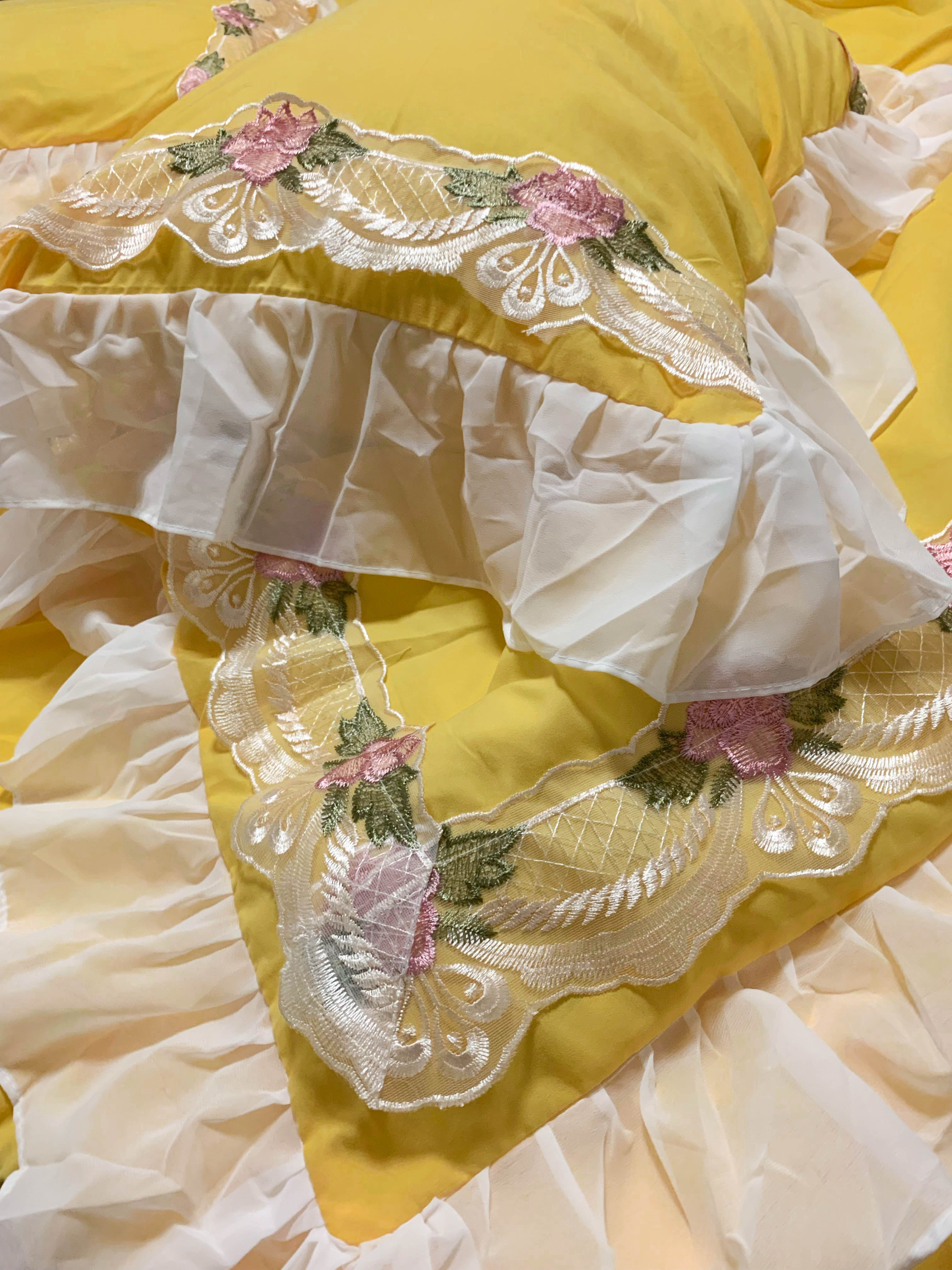 91家纺网 家纺一手货源 找家纺 芭比蔓 2024新款韩版雪纺磨毛四件套-安妮公主 嫩黄色