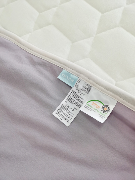 91家纺网 家纺一手货源 找家纺 风向标  2022新款全棉针织棉奶油色双拼夏被 芋紫粉双拼