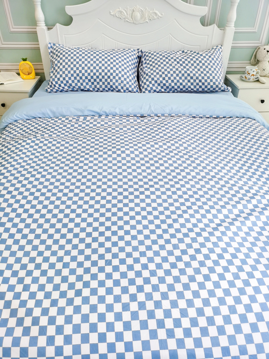 91家纺网 家纺一手货源 找家纺 （总）大米家居 2023新款韩版ins棋盘格包边海岛棉四件套