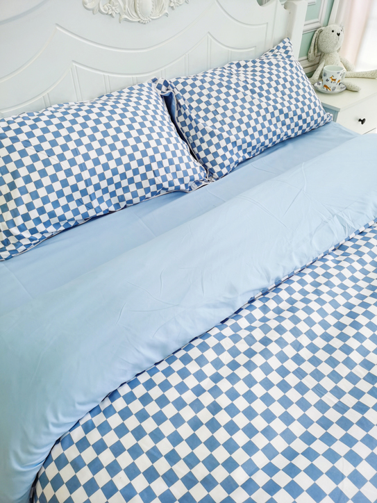 91家纺网 家纺一手货源 找家纺 （总）大米家居 2023新款韩版ins棋盘格包边海岛棉四件套