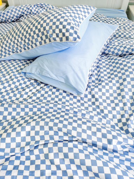 91家纺网 家纺一手货源 找家纺 （总）大米家居 2023新款韩版ins棋盘格包边海岛棉四件套