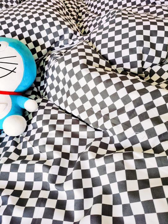 91家纺网 家纺一手货源 找家纺 大米家居2023新款海岛棉小包边四件套-棋盘格 棋盘格-黑色