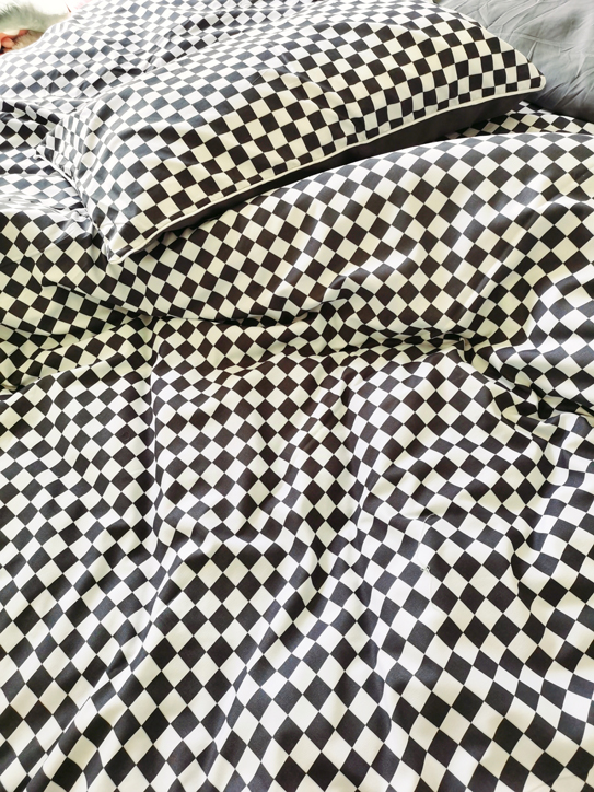 91家纺网 家纺一手货源 找家纺 大米家居2023新款海岛棉小包边四件套-棋盘格 棋盘格-黑色