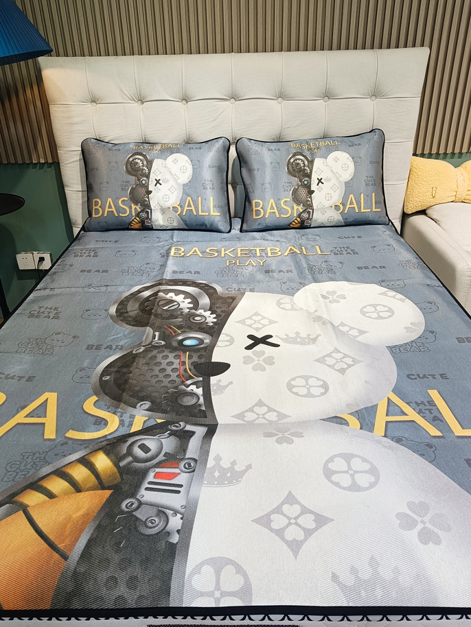 91家纺网 家纺一手货源 找家纺 宅部落 2022新款卡通大版冰丝席 机械熊