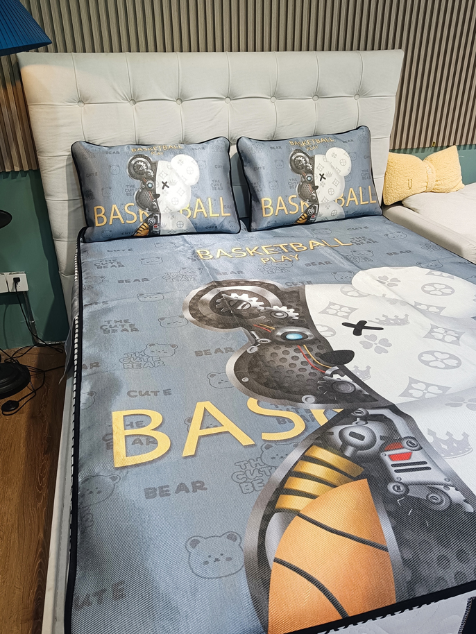 91家纺网 家纺一手货源 找家纺 宅部落 2022新款卡通大版冰丝席 机械熊