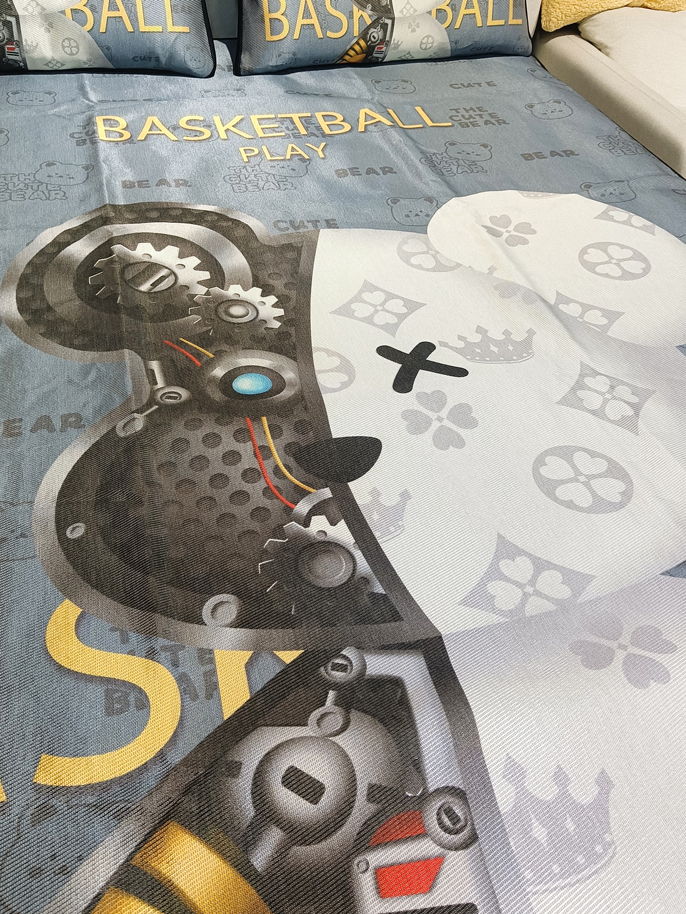 91家纺网 家纺一手货源 找家纺 宅部落 2022新款卡通大版冰丝席 机械熊