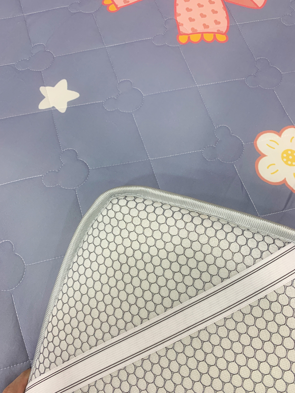 91家纺网 家纺一手货源 找家纺 寐珂家纺 2026新款A类针织大豆双人床垫 花语蝶恋-蓝灰