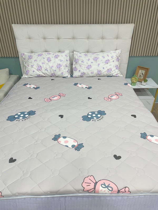 91家纺网 家纺一手货源 找家纺 寐珂家纺 2026新款A类针织大豆双人床垫 可爱甜心