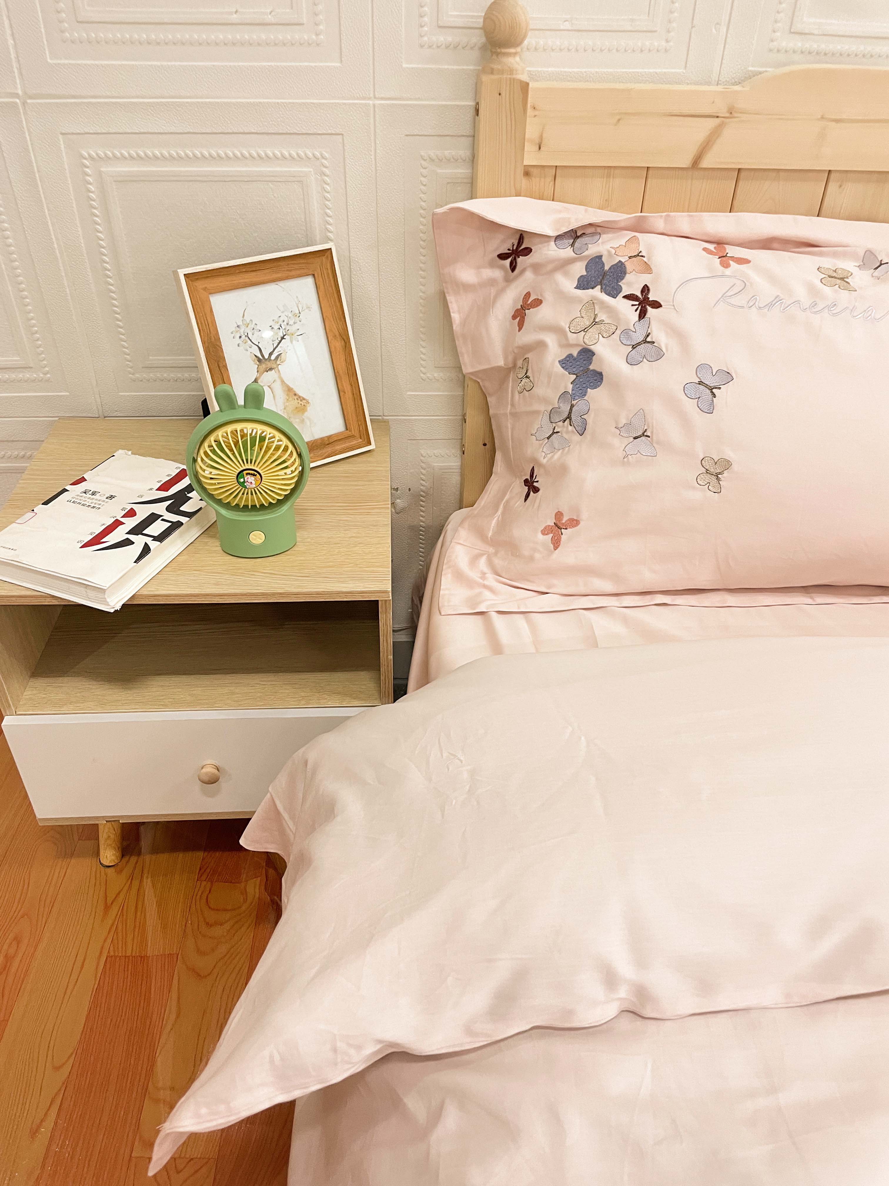 91家纺网 家纺一手货源 找家纺 理想家 2022新款13372全棉刺绣四件套-蝴蝶 粉色