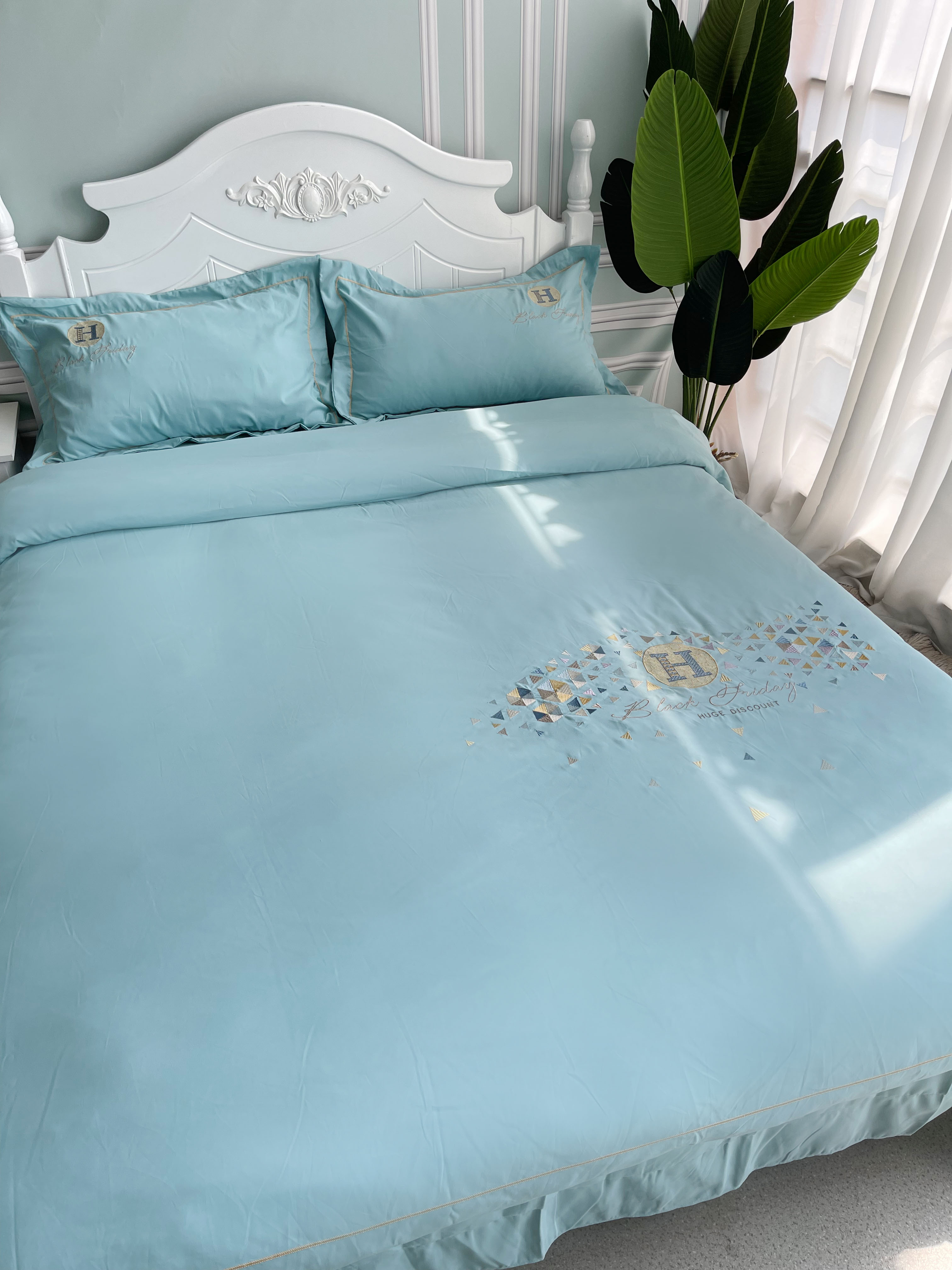 91家纺网 家纺一手货源 找家纺 靓生活 2022新款花样年华H款 花样年华-水蓝