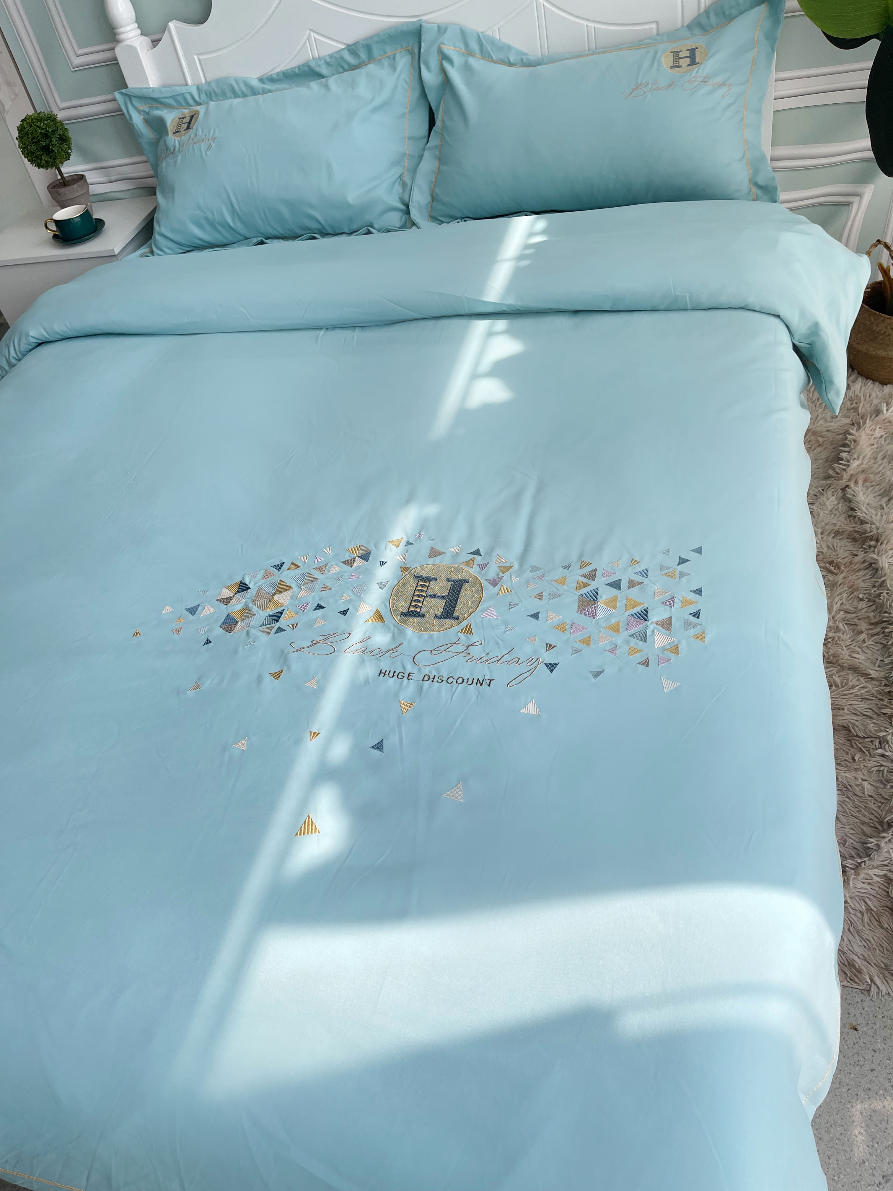 91家纺网 家纺一手货源 找家纺 靓生活 2022新款花样年华H款 花样年华-水蓝